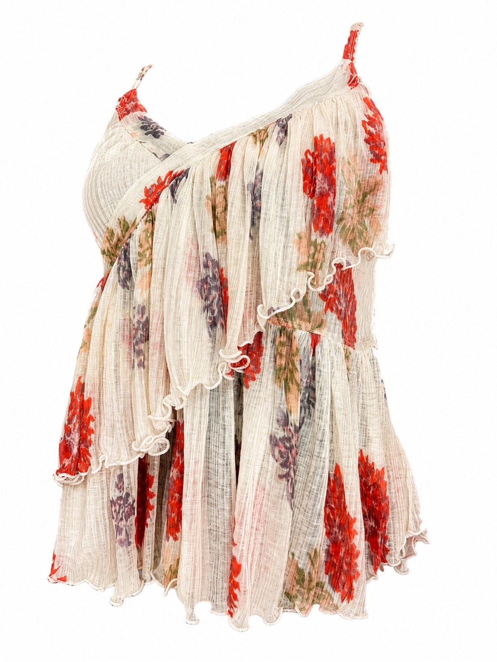 Free People Madeline China Porcelain Chiffon Top | Size L - Picture 2 of 8